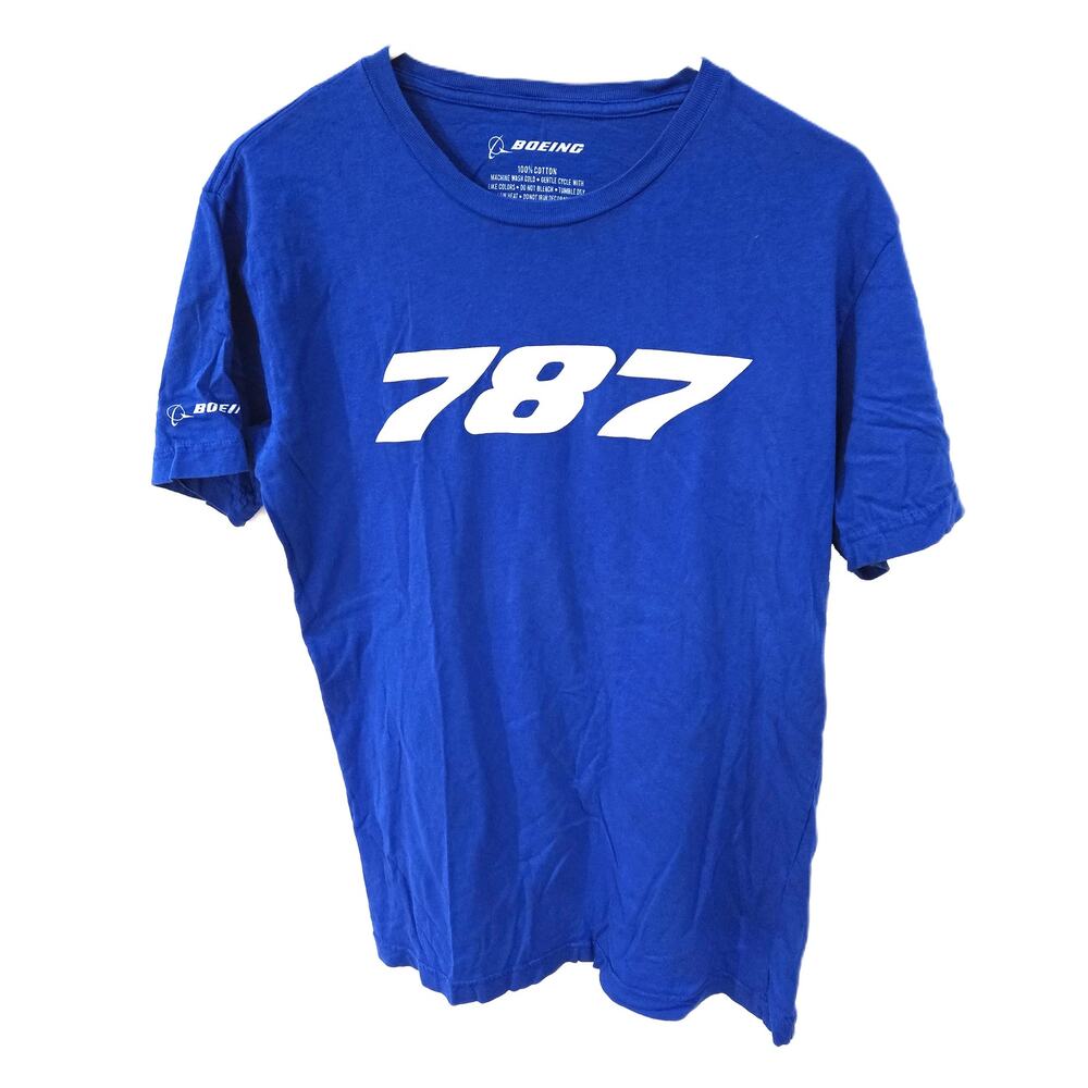 Boeing Sz Medium Blue 787  Airliner Aviation T-Shirt